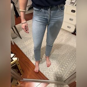 AGOLDE Riley High Rise Kick Flare Crop in Haven size 26
